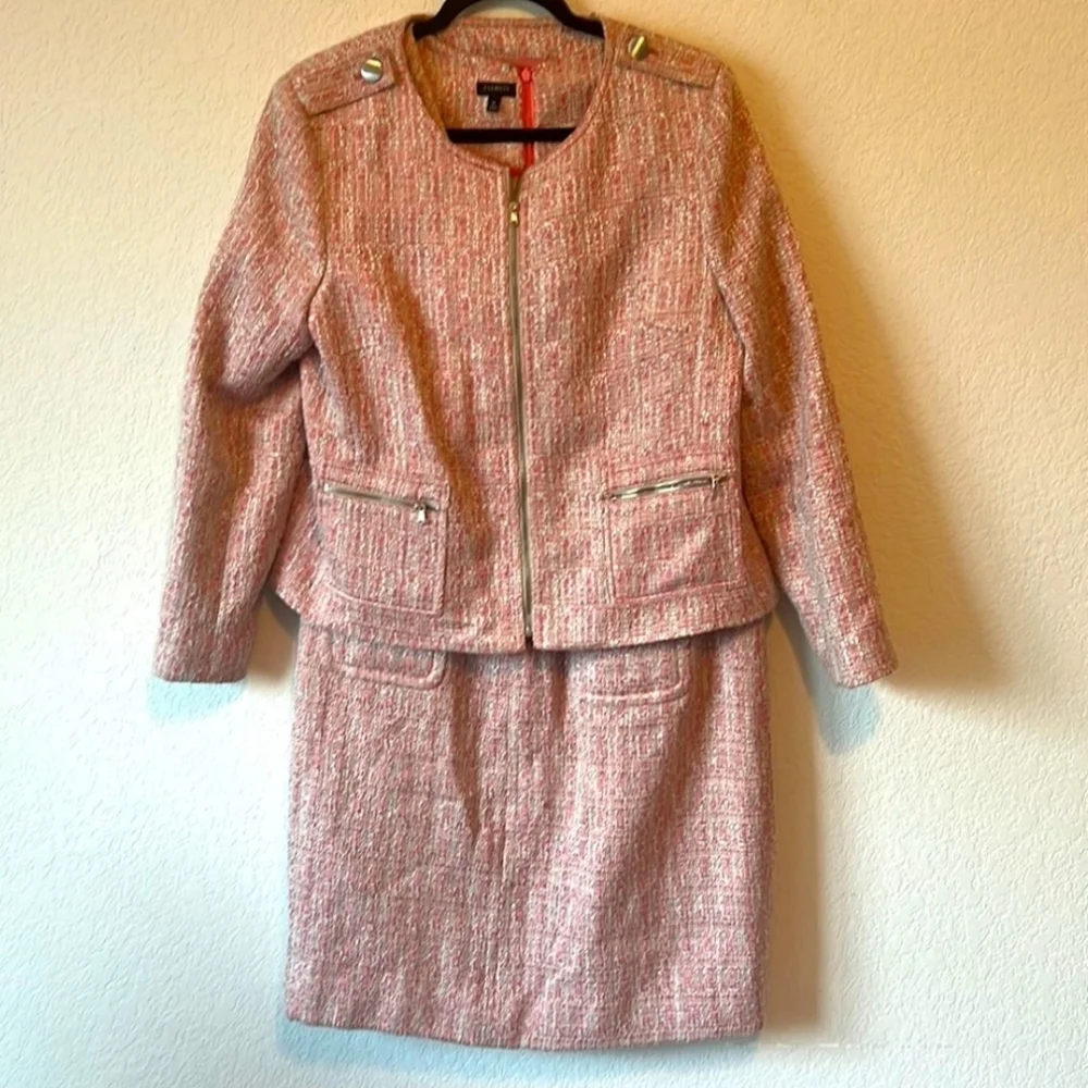 Talbots Pink Tweed Drees And Blazer Suit - Picture 2 of 8